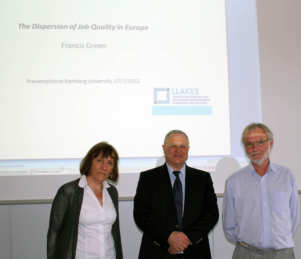 In the photo (from left to right): Prof. Linda Clarke, Prof. Dr. Dr. h.c. Hans-Peter Blossfeld, Prof. Francis Green  